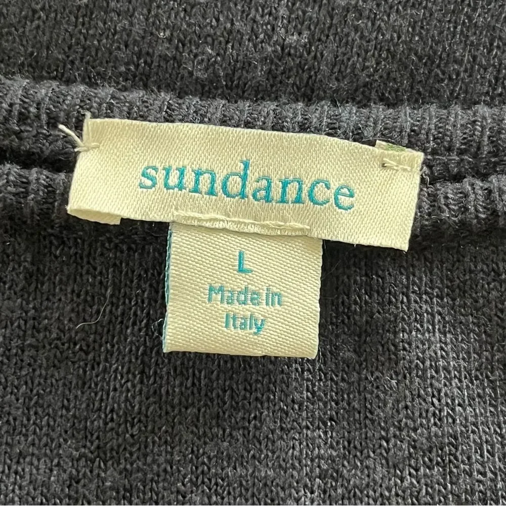 Sundance Sweater Size Large Wool Cotton Bell Sleeve Boho Navy Knit